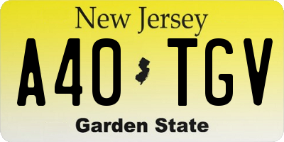 NJ license plate A40TGV