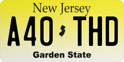 NJ license plate A40THD