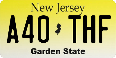 NJ license plate A40THF