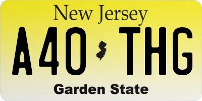 NJ license plate A40THG