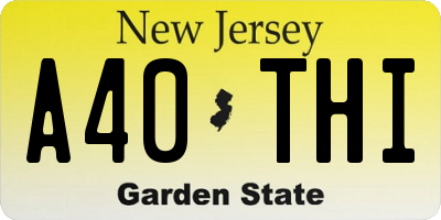 NJ license plate A40THI
