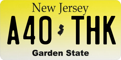 NJ license plate A40THK