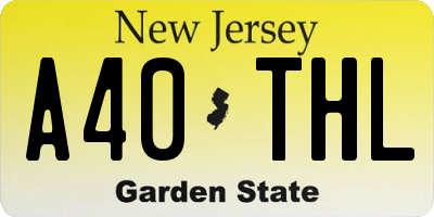 NJ license plate A40THL