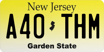 NJ license plate A40THM