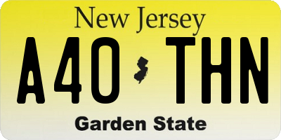 NJ license plate A40THN