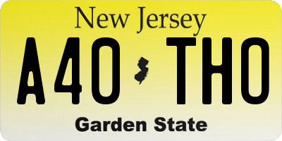 NJ license plate A40THO