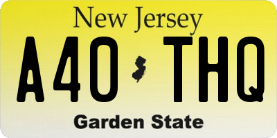 NJ license plate A40THQ