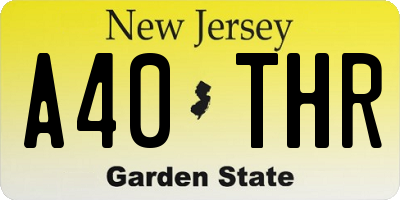 NJ license plate A40THR
