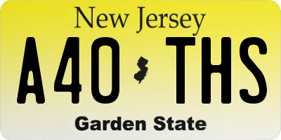 NJ license plate A40THS