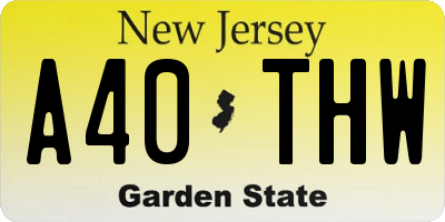 NJ license plate A40THW