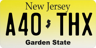 NJ license plate A40THX