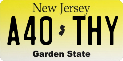 NJ license plate A40THY