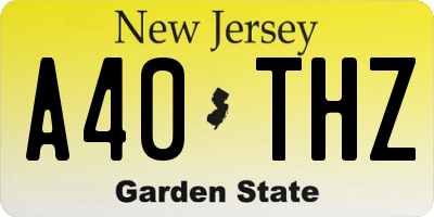 NJ license plate A40THZ