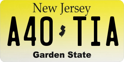 NJ license plate A40TIA