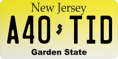 NJ license plate A40TID