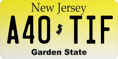NJ license plate A40TIF