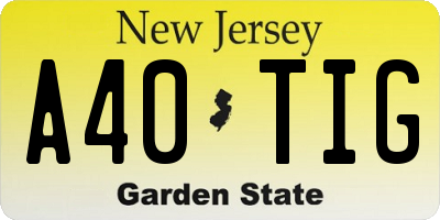 NJ license plate A40TIG