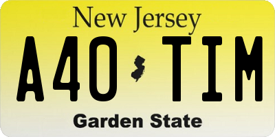 NJ license plate A40TIM