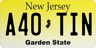 NJ license plate A40TIN