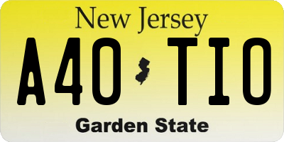 NJ license plate A40TIO