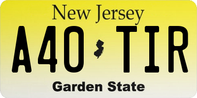 NJ license plate A40TIR