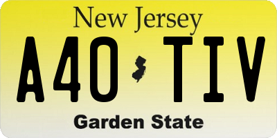 NJ license plate A40TIV