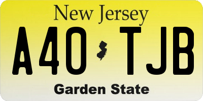 NJ license plate A40TJB