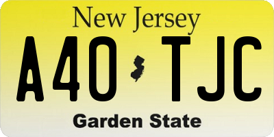 NJ license plate A40TJC