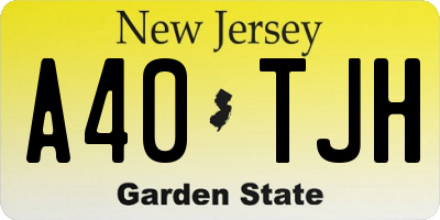 NJ license plate A40TJH