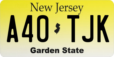 NJ license plate A40TJK