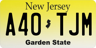 NJ license plate A40TJM