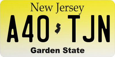 NJ license plate A40TJN