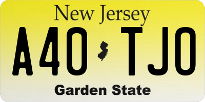NJ license plate A40TJO