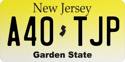 NJ license plate A40TJP