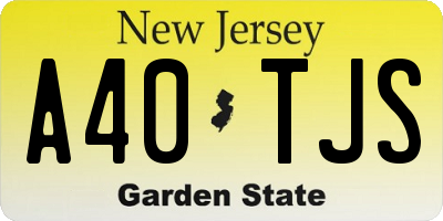 NJ license plate A40TJS