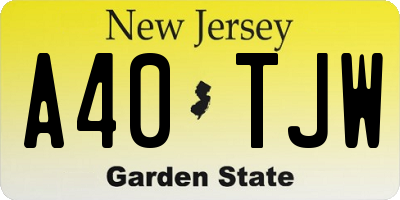 NJ license plate A40TJW