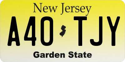 NJ license plate A40TJY