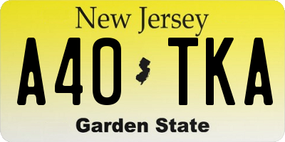 NJ license plate A40TKA
