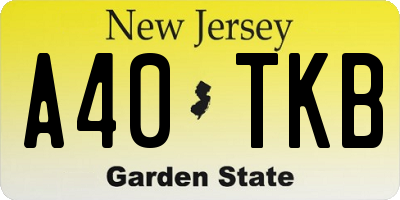 NJ license plate A40TKB