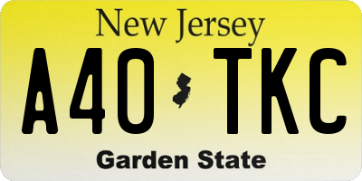NJ license plate A40TKC