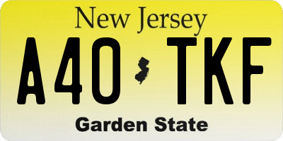 NJ license plate A40TKF