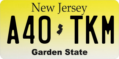 NJ license plate A40TKM