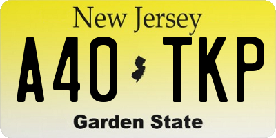 NJ license plate A40TKP