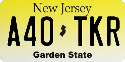 NJ license plate A40TKR