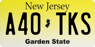 NJ license plate A40TKS