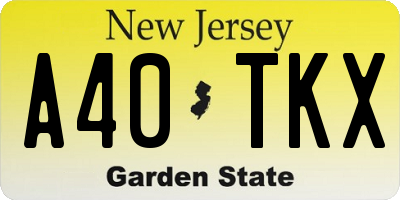 NJ license plate A40TKX