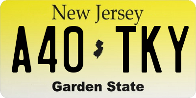 NJ license plate A40TKY