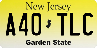 NJ license plate A40TLC
