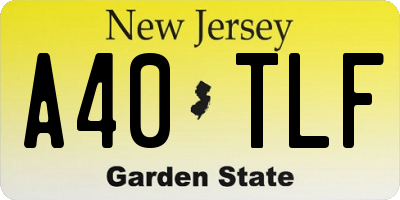 NJ license plate A40TLF