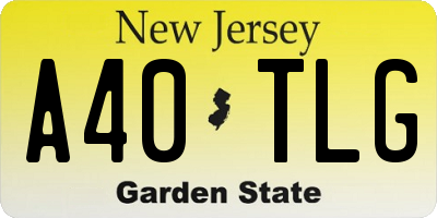 NJ license plate A40TLG